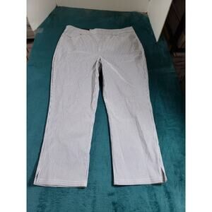Mario Serrani Pant Large Women Blue Striped Stretch Pull On Jegging Capri NWT
